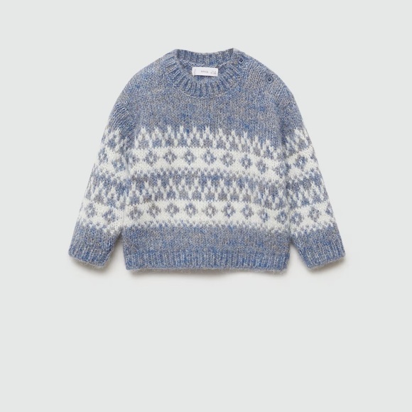 Mango Baby - Jacquard Knitted Sweater Blue - 2-3 years - Kids - Picture 5 of 14